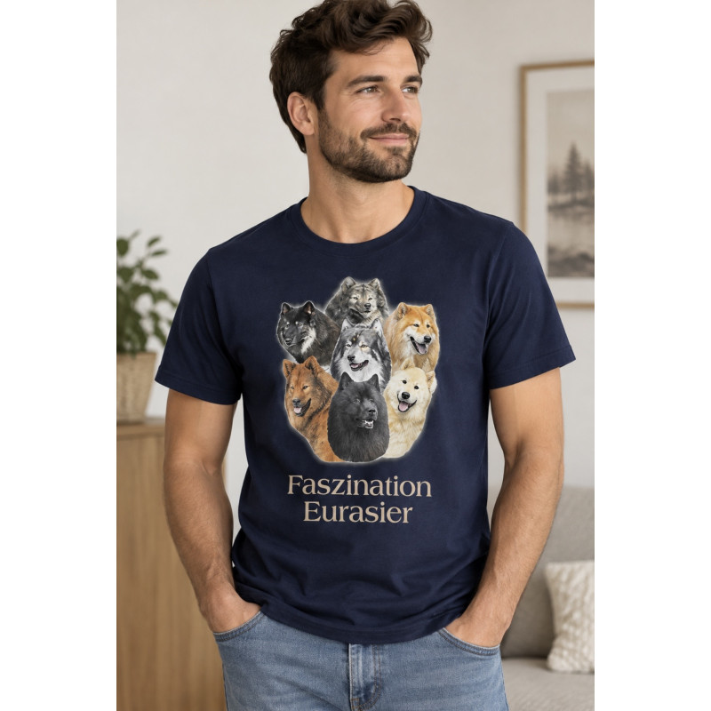 Herren T-Shirt 'Eurasierköpfe' marineblau