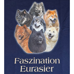 Damen T-Shirt 'Eurasierköpfe' marineblau